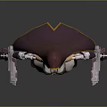 3D Female Character In Religious Hooded Outfit With Cross Emblem And Purple Armor Boots