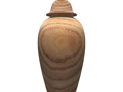 Wooden Striped Vase With Floral Decoration For Home Interior Styling 3d model
