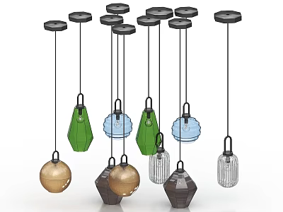 Modern Pendant Lights With Various Colors And Different Shapes For Stylish Decor 3d model