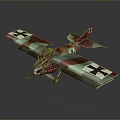 Vintage Airplane Model With Camouflage Paint Shark Mouth Design Cross Insignia And Propeller