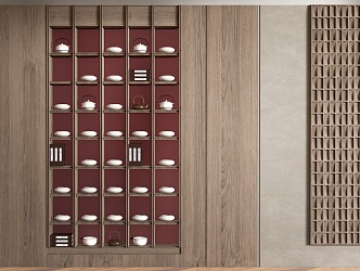 New Chinese Style Tea Cabinet Tea Room Background Wall Tea Set Display Cabinet Tea Room Cabinet Display Cabinet 3d model