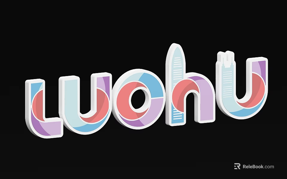 Luohu Brand Logo Modern 3D Design With Vibrant Colors And Geometric Shapes 3d model 