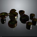 Traditional Decorative Tableware Set With Floral Patterns And Red Green Gold Accents