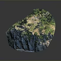 Scenic 3D Mountain Model With Rocky Terrain Green Vegetation Trees And Paths