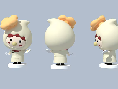 Chef Costume Cartoon Characters Cute ip Fiberglass Chef Beauty Styling 3d model