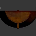 Reddish Brown Wooden Boat with Seats and Reflection on Dark Smooth Surface