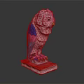 Decorative Owl Figurine With Pink Blue Woven Body Standing On A Red Hardcover Book
