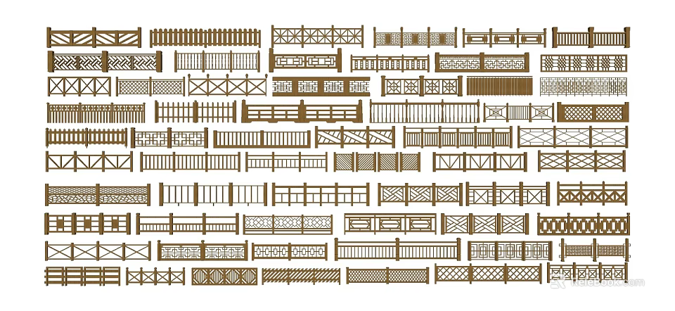 Collection of Various Decorative Fence Designs With Different Patterns And Structures 3d model