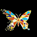 Colorful Butterfly Shaped Wall Decor With Triangles In Blue Yellow Orange White