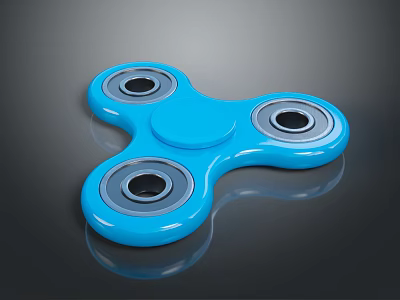Blue Fidget Spinner With Three Metal Bearings And Smooth Plastic Surface Design 3d model