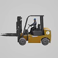 Yellow Industrial Forklift With Operator And Number 1 For Material Handling 3d model