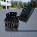 Opened Decorative Lighter With Shark Teeth Design And Crocodile Texture For Daily Use