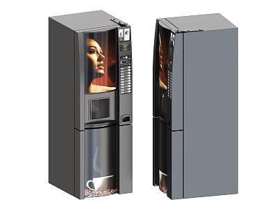 Gray Automatic Coffee Vending Machines As Modern Kitchen Appliance Units With 3d model