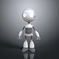 3D Robot Model With White Gray Body Large Eyes And Standing Pose