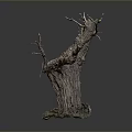 Natural Decorative Wooden Tree Stump with Stone Base and Twisted Branches