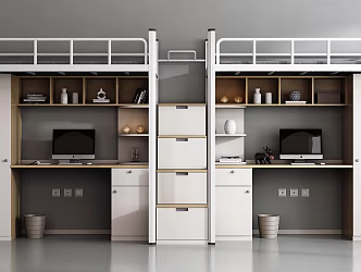Modern Bed-and-Bed Student Dormitory Bed 3d model