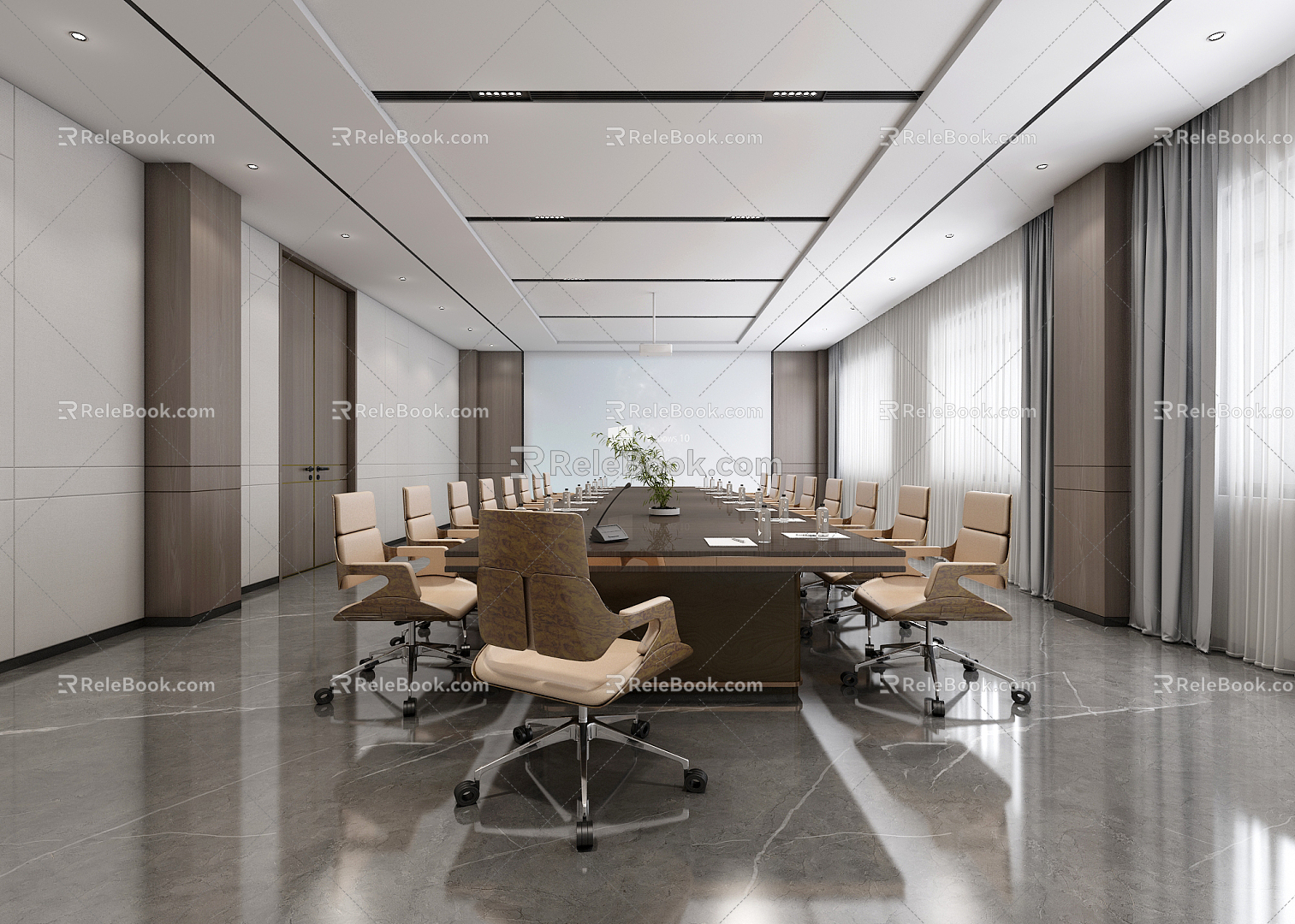 Modern Meeting Room Meeting Table and Chair 3d model