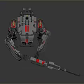 Game Movie Character Detailed Futuristic Mechanical Robot Equipped With Armor And Weapon