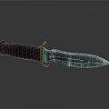 Detailed Sculpture Carving On Artisan Metal Knife With Intricate Blade And Black Handle