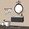 French Washstand Toilet Bathroom Mirror Towel Rack 3d model