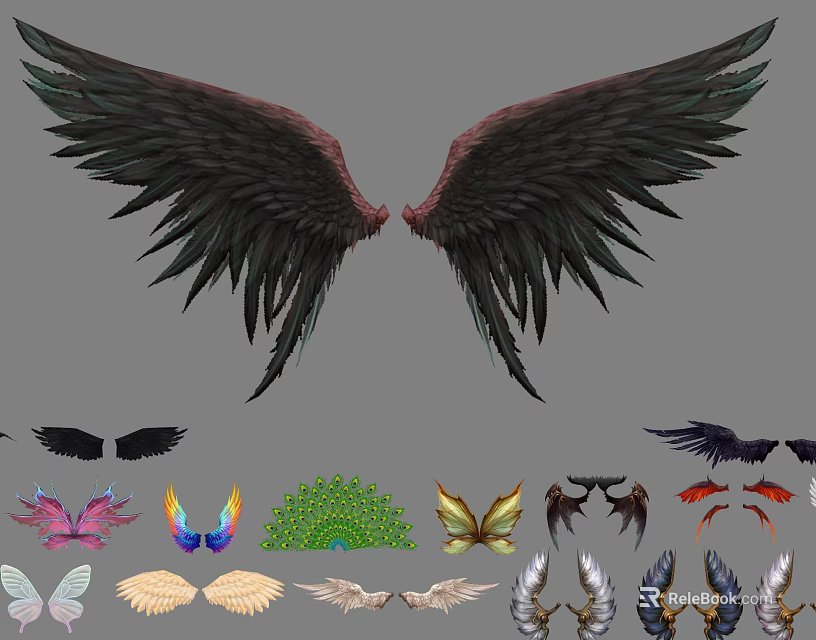 Various Wing Shaped Wall Decor With Creative Designs For Home Decoration 3d model 