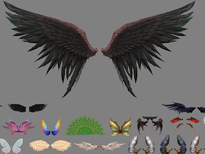Various Wing Shaped Wall Decor With Creative Designs For Home Decoration 3d model