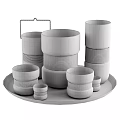 Decorative Glass Candle Holders with Woven Rope and Candles in Various Sizes on Tray
