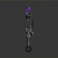 Advanced Futuristic Weapon With Purple Glowing Elements And Mechanical Metallic Structure