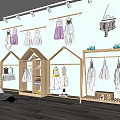 Cute Children's Clothing Store With Hanging Dresses Wooden Racks Wall Decor And Green Plants