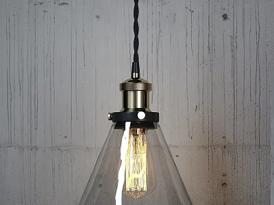 Vintage Industrial Pendant Light With Clear Glass Shade Edison Bulb And Black Cord 3d model