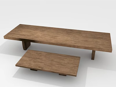Wooden Two Piece Rectangular Coffee Table Set For Modern Living Room 3d model