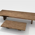 Wooden Two Piece Rectangular Coffee Table Set For Modern Living Room 3d model