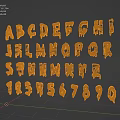 Red Alphabet Letters And Numbers Display With Bold Stylish Font Design 3d model