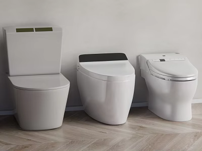 Three Modern White Toilets with Contemporary Design and Functional Features 3d model