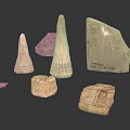 Ancient Stone Sculpture Carvings With Various Shaped Blocks And Hypostyle Inscriptions