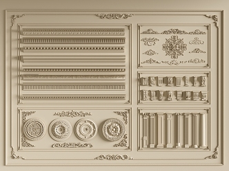 French plaster line carved lines 3d model