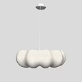 White Cloud Shaped Pendant Light Hanging With White Strings Against Grey Background