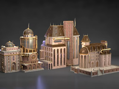 Various Architectural Models With Classical Domes Towers And Intricate Design Details 3d model