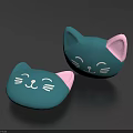 Cute Green Cat Shaped Household Decor Items With Pink Ears White Whiskers And Smiling Faces