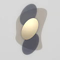 Contemporary Interior Wall Decor With Gold Oval And Gray Geometric Elements 3d model