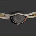 Vintage Military Style Hat With Black Body Gold Accents Red Emblem And Beige Trim