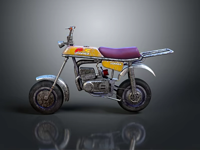 Vintage Yellow Motorcycle With Purple Seat And Metallic Frame Details 3d model