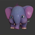 Cute Blue Elephant Doll Character With Pink Ears Shiny Surface And Small Tusks
