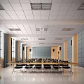 Modern Conference Room Interior Design With Long Table Chairs And Paneled Walls