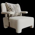 Modern Beige Upholstered Accent Chair With Patterned Cushion And Armrests 3d model