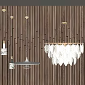 Modern Leaf Shaped Chandelier With Metal Frame And Wooden Wall Background Design