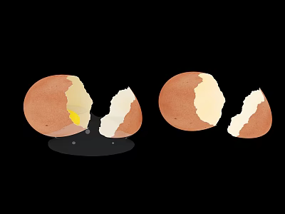 Fresh Brown Boiled Eggs Partially Peeled With Yolk And White Exposed 3d model