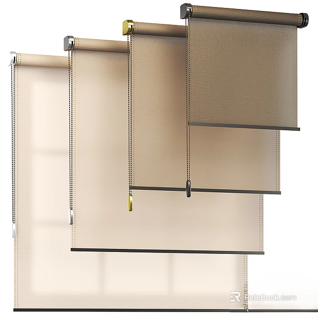 Elegant Modern Roller Curtains With Light Filtering Fabric And Adjustable Design For Home Windows 3d model 