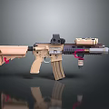 Modern Tactical Assault Rifle With Tan Black Finish Scope Textured Grip And Magazine