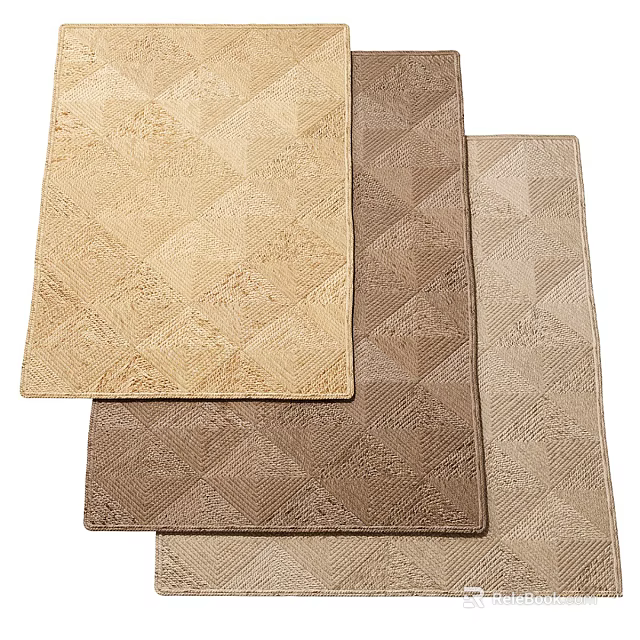 Three Square Rugs With Diamond Patterns In Neutral Tones 3d model